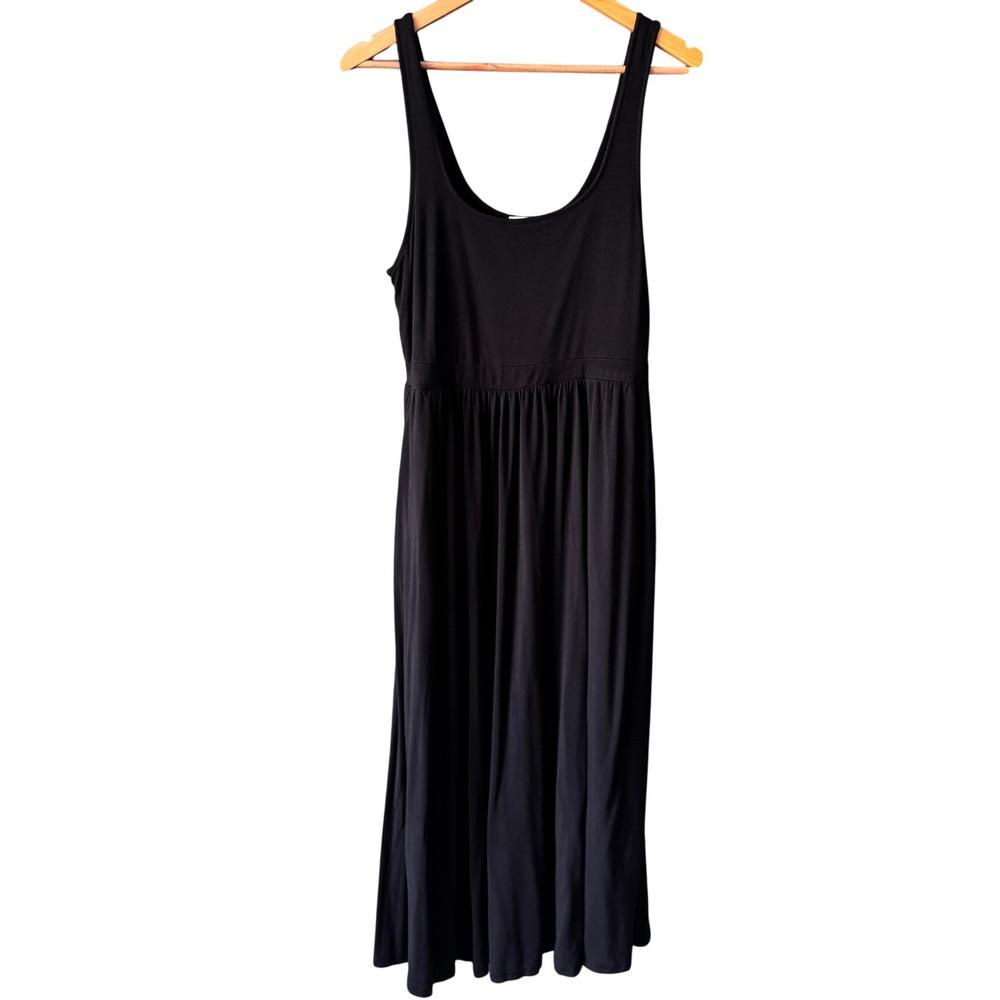 Wilfred Free Dress Women L Black Scoop Neck Travel Midi Classic Day‎ to Night